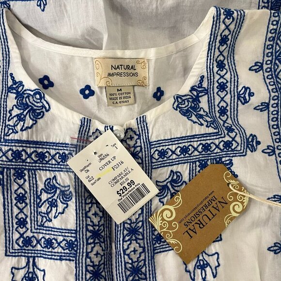 NATURAL IMPRESSIONS Women's Embroidered Beach Coverup - Size Medium - NWT - Picture 2 of 5
